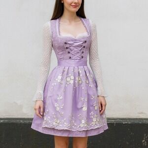 New Small Oktoberfest Lavender‎ Purple Jacquard Dirndl Dress Bavarian German